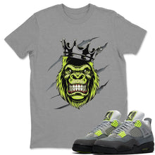 Load image into Gallery viewer, Ferocious Gorilla Heather Grey T-Shirt - Air Jordan 4 '95 Neon - snrt_sneaker-release-tees-aj4-neon-95-air-jordan-4-ferocious-gorilla-heather-grey-t-shirt