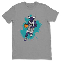 Load image into Gallery viewer, Bull Figure Heather Grey T-Shirt - Air Jordan 5 Black Grape - sports-grey-shirt-bull-figure-sneaker-release-tees-air-jordan-5-2_3be618ba-97d3-4ef2-b4cc-be50de9859a1