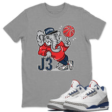 Load image into Gallery viewer, AJ3 Elephant Heather Grey T-Shirt - Air Jordan 3 True Blue - true-blue-og-air-jordan-3-sneaker-release-tees-aj-3-elephant-tee-heather-grey_16d29892-f782-4b99-a0b3-4a18e93f828d