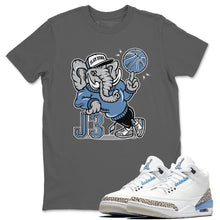 Load image into Gallery viewer, AJ3 Elephant Cool Grey T-Shirt - Air Jordan 3 Valor Blue "UNC - valor-blue-unc-air-jordan-3-sneaker-release-tees-aj-3-elephant-tee-cool-grey