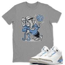 Load image into Gallery viewer, AJ3 Elephant Heather Grey T-Shirt - Air Jordan 3 Valor Blue "UNC - valor-blue-unc-air-jordan-3-sneaker-release-tees-aj-3-elephant-tee-heather-grey