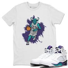 Load image into Gallery viewer, Bull Figure White T-Shirt - Air Jordan 5 Grape - white-shirt-bull-figure-sneaker-release-tees-air-jordan-5-grape_9556cc17-5573-4755-a955-69c4b329e48a