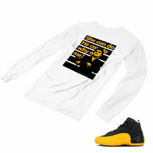 Load image into Gallery viewer, Jordan 12 University Gold Matching Custom Designed Long Sleeve T shirt JD 12-17-11 - JD12-17-L-11a
