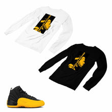 Load image into Gallery viewer, Jordan 12 University Gold Matching Custom Designed Long Sleeve T shirt JD 12-17-12 - JD12-17-L-12
