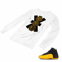 Load image into Gallery viewer, Jordan 12 University Gold Matching Custom Designed Long Sleeve T shirt JD 12-17-8 - JD12-17-L-8a
