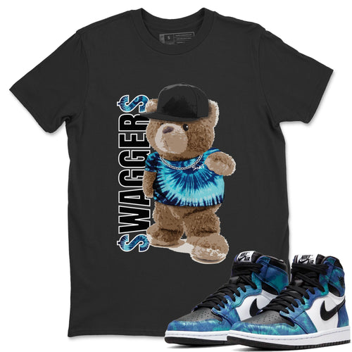 Bear Swaggers T-Shirt - Air Jordan 1 Tie-Dye - air-jordan-1-tie-dye-sneaker-match-tees-bear-swaggers-black-shirts