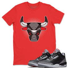 Load image into Gallery viewer, Bull Head Red T-Shirt - Air Jordan 3 Black Cement - air-jordan-3-retro-se-og-black-cement-shoe-match-tee-bull-head-red-t-shirt

