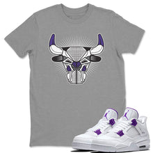 Load image into Gallery viewer, Bull Head Heather Grey T-Shirt - Air Jordan 4 Court Purple - air-jordan-4-court-purple-sneaker-release-tees-aj4-bull-head-heather-grey-shirt

