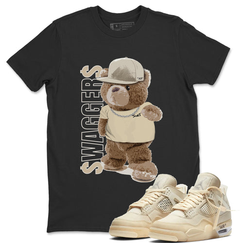 Bear Swaggers T-Shirt - Air Jordan 4 X OFF-WHITE Sail - air-jordan-4-off-white-sail-sneaker-match-tees-bear-swaggers-black-shirt