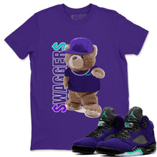 Load image into Gallery viewer, Bear Swaggers T-Shirt - Air Jordan 5 Purple Grape - air-jordan-5-alternative-purple-grape-sneaker-match-tees-bear-swaggers-purple-t-shirt
