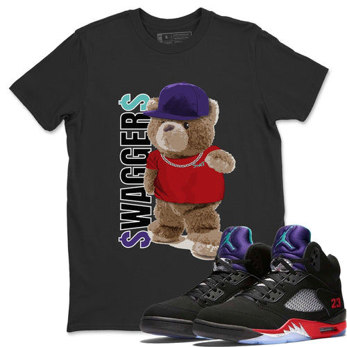 Bear Swaggers T-Shirt - Air Jordan 5 Top 3 - air-jordan-5-top-3-match-t-shirt-bear-swaggers-black-tee