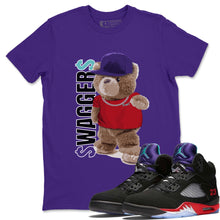 Load image into Gallery viewer, Bear Swaggers T-Shirt - Air Jordan 5 Top 3 - air-jordan-5-top-3-match-t-shirt-bear-swaggers-purple-tee
