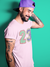 Load image into Gallery viewer, Distressed 23 Pink T-Shirt - Air Jordan 7 Hare 2.0 - air-jordan-7-hare-2-0-sneaker-matching-t-shirt-23-mj-back-number-pink-tee-3
