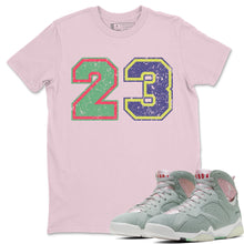 Load image into Gallery viewer, Distressed 23 Pink T-Shirt - Air Jordan 7 Hare 2.0 - air-jordan-7-hare-2-0-sneaker-matching-t-shirt-23-mj-back-number-pink-tee
