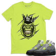 Load image into Gallery viewer, Ferocious Gorilla Safety Green T-Shirt - Air Jordan 4 '95 Neon - aj4-ferocious-gorilla-safety-green-t-shirt-air_jordan_4-95-neon-shoe-match-tee-sneaker-release-tees
