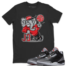 Load image into Gallery viewer, AJ3 Elephant Black T-Shirt - Air Jordan 3 Black Cement - black-cement-air-jordan-3-sneaker-release-tees-aj-3-elephant-tee-black
