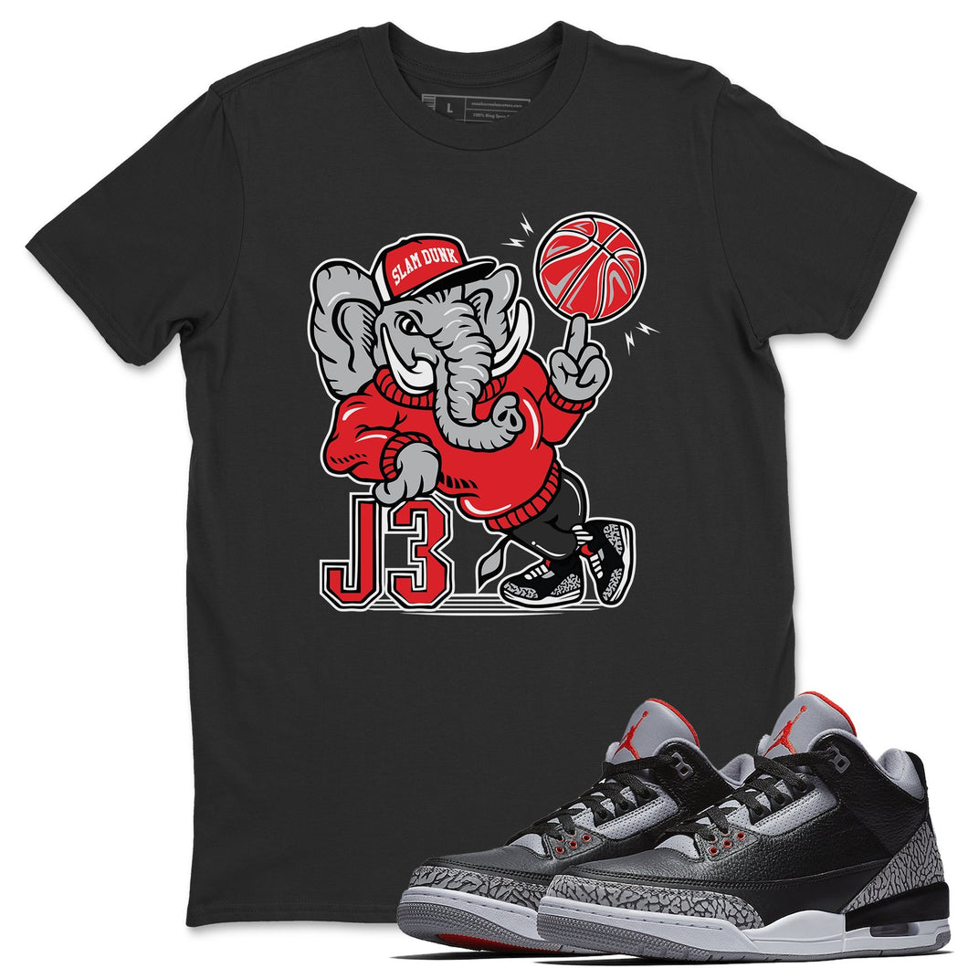 AJ3 Elephant Black T-Shirt - Air Jordan 3 Black Cement - black-cement-air-jordan-3-sneaker-release-tees-aj-3-elephant-tee-black