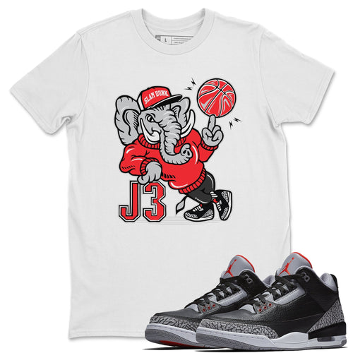 AJ3 Elephant White T-Shirt - Air Jordan 3 Black Cement - black-cement-air-jordan-3-sneaker-release-tees-aj-3-elephant-tee-white