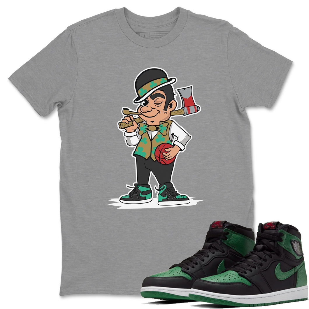 Boston Lumberjack Heather Grey T-Shirt - Air Jordan 1 Pine Green - boston_lumberjack-heather_grey-t-shirt-air_jordan_1-aj1_pine_green-shoe-match-tee-sneaker-release-tees