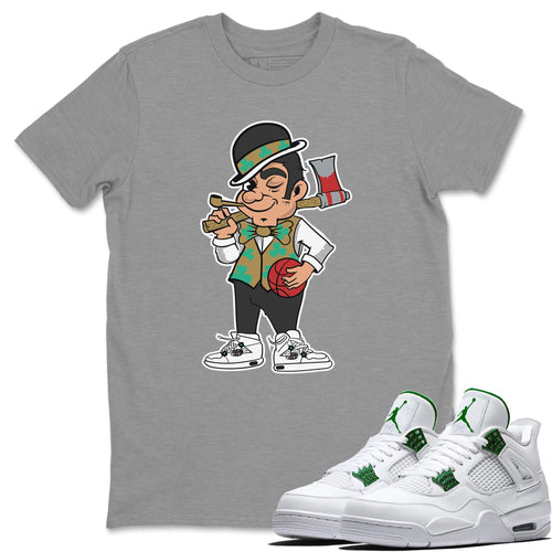Boston Lumberjack Heather Grey T-Shirt - Air Jordan 4 Classic Green - boston_lumberjack-heather_grey-t-shirt-air_jordan_4-aj4_classic_green-shoe-match-tee-sneaker-release-tees