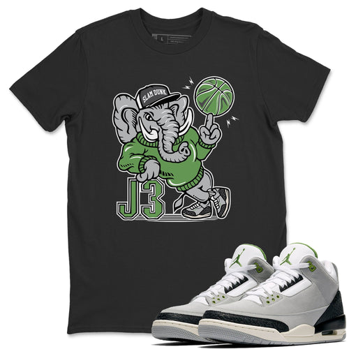 AJ3 Elephant Black T-Shirt - Air Jordan 3 Chlorophyll - chlorophyll-air-jordan-3-sneaker-release-tees-aj-3-elephant-tee-black