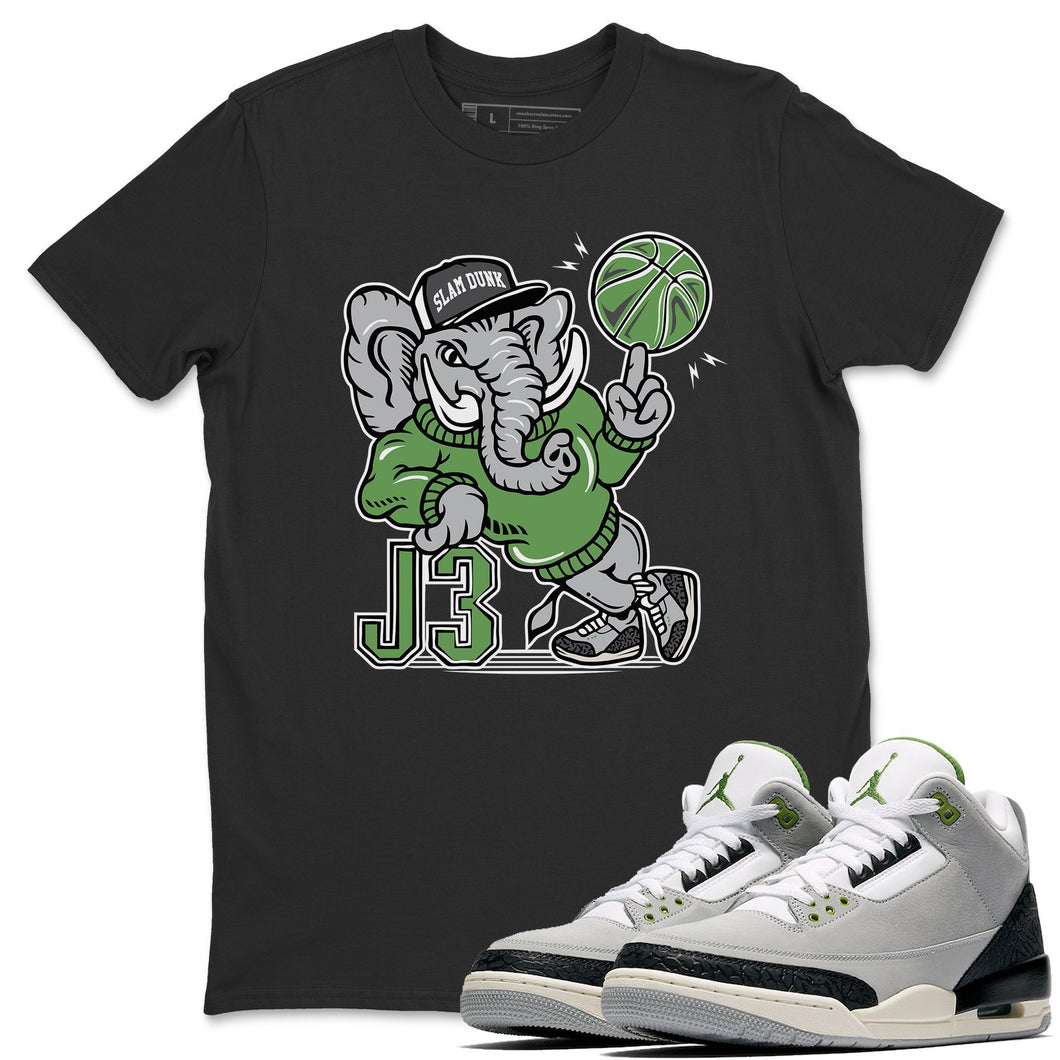 AJ3 Elephant Black T-Shirt - Air Jordan 3 Chlorophyll - chlorophyll-air-jordan-3-sneaker-release-tees-aj-3-elephant-tee-black