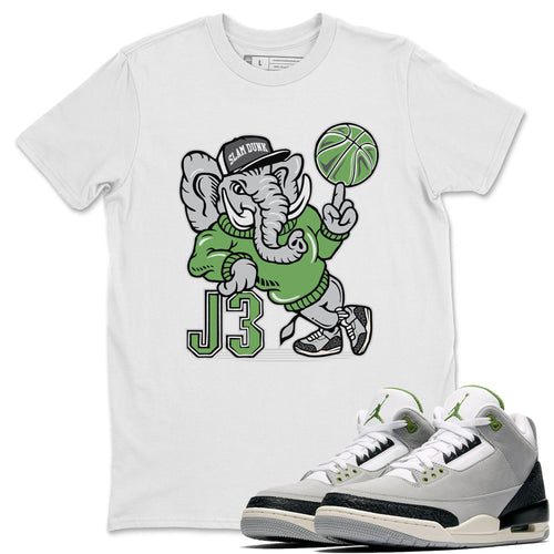 AJ3 Elephant White T-Shirt - Air Jordan 3 Chlorophyll - chlorophyll-air-jordan-3-sneaker-release-tees-aj-3-elephant-tee-white