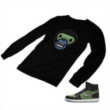 Load image into Gallery viewer, Jordan 1 Black Green Matching Custom Designed Long Sleeve T shirt JD 1-70-10 - jd1-70-L-10b
