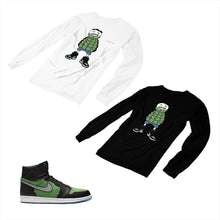 Load image into Gallery viewer, Jordan 1 Black Green Matching Custom Designed Long Sleeve T shirt JD 1-70-14 - jd1-70-L-14
