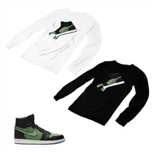 Load image into Gallery viewer, Jordan 1 Black Green Matching Custom Designed Long Sleeve T shirt JD 1-70-15 - jd1-70-L-15
