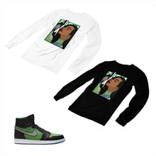 Load image into Gallery viewer, Jordan 1 Black Green Matching Custom Designed Long Sleeve T shirt JD 1-70-20 - jd1-70-L-20
