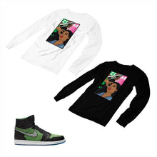 Load image into Gallery viewer, Jordan 1 Black Green Matching Custom Designed Long Sleeve T shirt JD 1-70-21 - jd1-70-L-21
