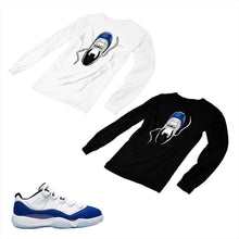 Load image into Gallery viewer, Jordan 11 Concord Matching Custom Long Sleeve T shirt JD 11-5-6-12 - jd11-5-6-L-12
