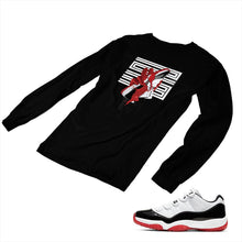 Load image into Gallery viewer, Jordan 11 White Bred Matching Custom Long Sleeve T shirt JD 11-5-7-19 - jd11-5-7-L-19b
