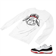 Load image into Gallery viewer, Jordan 11 White Bred Matching Custom Long Sleeve T shirt JD 11-5-7-3 - jd11-5-7-L-3a
