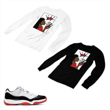 Load image into Gallery viewer, Jordan 11 White Bred Matching Custom Long Sleeve T shirt JD 11-5-7-6 - jd11-5-7-L-6
