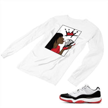 Load image into Gallery viewer, Jordan 11 White Bred Matching Custom Long Sleeve T shirt JD 11-5-7-6 - jd11-5-7-L-6a
