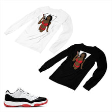 Load image into Gallery viewer, Jordan 11 White Bred Matching Custom Long Sleeve T shirt JD 11-5-7-7 - jd11-5-7-L-7
