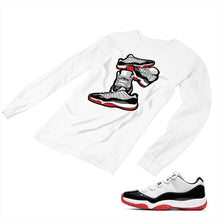 Load image into Gallery viewer, Jordan 11 White Bred Matching Custom Long Sleeve T shirt JD 11-5-7-9 - jd11-5-7-L-9a
