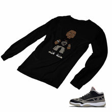 Load image into Gallery viewer, Jordan 11 Black Cement Matching Custom Long Sleeve T shirt JD 11-5-8-12 - jd11-5-8-L-12b
