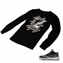 Load image into Gallery viewer, Jordan 11 Black Cement Matching Custom Long Sleeve T shirt JD 11-5-8-29 - jd11-5-8-L-29b
