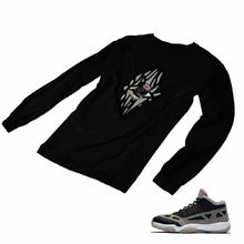 Load image into Gallery viewer, Jordan 11 Black Cement Matching Custom Long Sleeve T shirt JD 11-5-8-5 - jd11-5-8-L-5b
