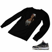 Load image into Gallery viewer, Jordan 11 Black Cement Matching Custom Long Sleeve T shirt JD 11-5-8-6 - jd11-5-8-L-6b
