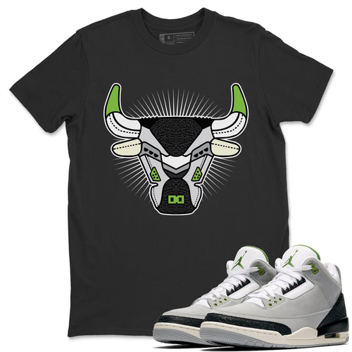Bull Head Black T-Shirt - Air Jordan 3 Chlorophyll - sneaker-release-tees-air-jordan-3-chlorophyll-shoe-match-tee-bull-head-black-t-shirt