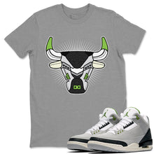 Load image into Gallery viewer, Bull Head Heather Grey T-Shirt - Air Jordan 3 Chlorophyll - sneaker-release-tees-air-jordan-3-chlorophyll-shoe-match-tee-bull-head-heather-grey-t-shirt
