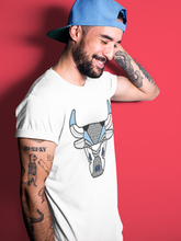 Load image into Gallery viewer, Bull Head White T-Shirt - Air Jordan 3 Valor Blue - sneaker-release-tees-air-jordan-3-valor-blue-aj3-unc-shoe-match-tee-bull-head-chicago-white-t-shirt-3
