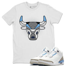 Load image into Gallery viewer, Bull Head White T-Shirt - Air Jordan 3 Valor Blue - sneaker-release-tees-air-jordan-3-valor-blue-aj3-unc-shoe-match-tee-bull-head-chicago-white-t-shirt
