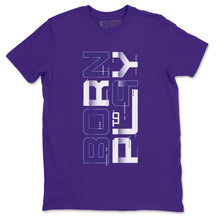 Load image into Gallery viewer, Born To Play T-Shirt - Air Jordan 4 Court Purple - snrt-air-jordan-4-court-purple-metal-sneaker-release-tees-born-to-play-purple-t-shirt
