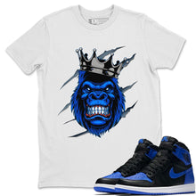 Load image into Gallery viewer, Ferocious Gorilla T-Shirt - Air Jordan 1 Royal Black - snrt-sneaker-release-tees-air-jordan-1-royal-black-matching-gerocious-gorilla-white-t-shirt
