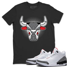 Load image into Gallery viewer, Bull Head Black T-Shirt - Air Jordan 3 White Cement - snrt-sneaker-release-tees-air-jordan-3-retro-se-white-cement-shoe-match-tee-bull-head-black-t-shirts

